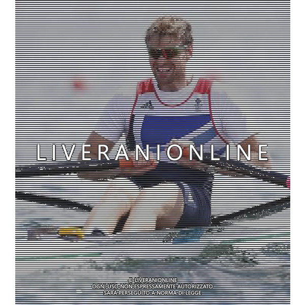 (120803) -- LONDON, Aug. 3, 2012 () -- Alan Campbell of Britain takes part in men\'s rowing single sculls competition, at London 2012 Olympic Games in London, Britain, on August 3, 2012. Alan Campbell of Britain won bronze medal. (/Wang Lili) (nxl) ©PHOTOSHOT/Agenzia Aldo Liverani Sas - ITALY ONLY - GIOCHI OLIMPICI, OLIMPIADI LONDRA 2012