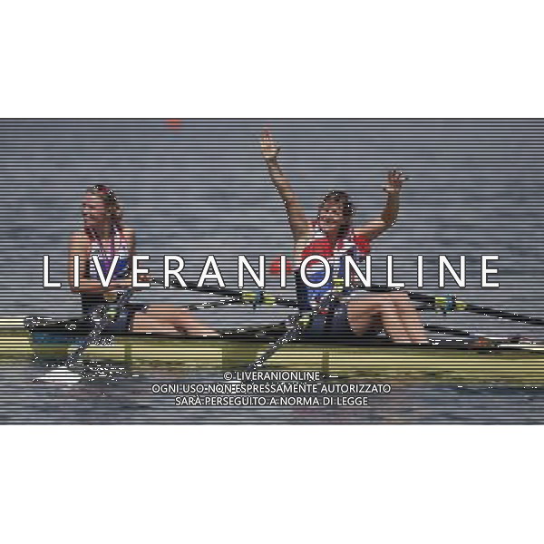 (120803) -- LONDON, Aug. 3, 2012 () -- Katherine Grainger (R) and Anna Watkins of Britain celebrate after winning in women\'s double sculls competition of rowing event, at London 2012 Olympic Games in London, Britain, on August 3, 2012. (/Wang Lili) (nxl) ©PHOTOSHOT/Agenzia Aldo Liverani Sas - ITALY ONLY - GIOCHI OLIMPICI, OLIMPIADI LONDRA 2012
