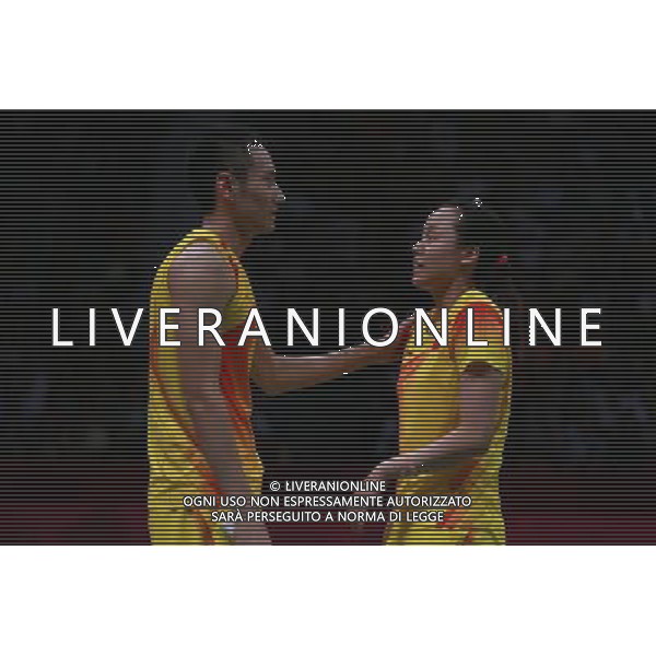 (120803) -- LONDON, Aug. 3, 2012 () -- Zhang Nan and Zhao Yunlei of China take part in badminton mixed doubles gold medal competition, at London 2012 Olympic Games in London, Britain, on August 3, 2012. Zhang Nan and Zhao Yunlei of China won gold medal. (/Ren Zhenglai) (nxl) ©PHOTOSHOT/Agenzia Aldo Liverani Sas - ITALY ONLY - GIOCHI OLIMPICI, OLIMPIADI LONDRA 2012