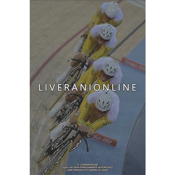 (120803) -- LONDON, Aug. 3, 2012 () -- Cyclers of team Australia compete during the men\'s team pursuit of Cycling track event at London 2012 Olympic Games, London, Britain, Aug. 3, 2012. Australia won the silver medal of the event. (/Wang Jianhua) ©PHOTOSHOT/Agenzia Aldo Liverani Sas - ITALY ONLY - GIOCHI OLIMPICI, OLIMPIADI LONDRA 2012