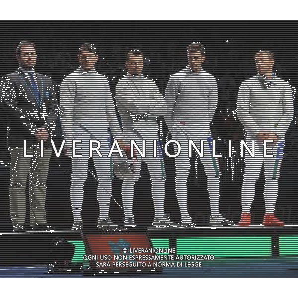 Londra, 03/08/2012. Olimpiadi London 2012. Scherma. L\' Italia battendo la russia vince la medaglia di Bronzo nella sciabola a squadre con Aldo Montano, Diego Occhiuzzi, Luigi Tarantino Luigi Samele. Foto di Simone Ferraro / GMT AG ALDO LIVERANI S A S 