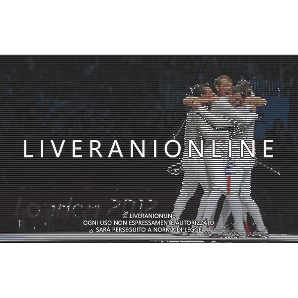Londra, 03/08/2012. Olimpiadi London 2012. Scherma. L\' Italia battendo la russia vince la medaglia di Bronzo nella sciabola a squadre con Aldo Montano, Diego Occhiuzzi, Luigi Tarantino Luigi Samele. Foto di Simone Ferraro / GMT AG ALDO LIVERANI S A S 