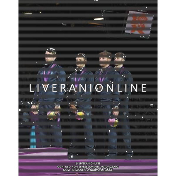 Londra, 03/08/2012. Olimpiadi London 2012. Scherma. L\' Italia battendo la russia vince la medaglia di Bronzo nella sciabola a squadre con Aldo Montano, Diego Occhiuzzi, Luigi Tarantino Luigi Samele. Foto di Simone Ferraro / GMT AG ALDO LIVERANI S A S 