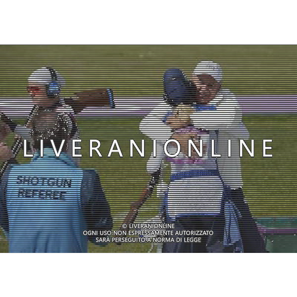 Olympic Games , Royal Artillery Barracks,Olympic Games. Jessica Rossi Agente della Polizia di Stato Centra un Oro da Record 99 su 100, il Trap Mondiale e\' ai Suoi Piedi. Dedicato a Tutti Quelli delle Forze dell\'Ordine che Fanno Bene il Proprio Dovere. Foto di Ferdinando Mezzelani-GMT AG ALDO LIVERANI S A S
