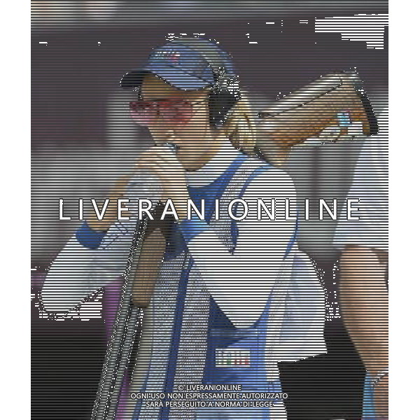 Olympic Games , Royal Artillery Barracks,Olympic Games. Jessica Rossi Agente della Polizia di Stato Centra un Oro da Record 99 su 100, il Trap Mondiale e\' ai Suoi Piedi. Dedicato a Tutti Quelli delle Forze dell\'Ordine che Fanno Bene il Proprio Dovere. Foto di Ferdinando Mezzelani-GMT AG ALDO LIVERANI S A S