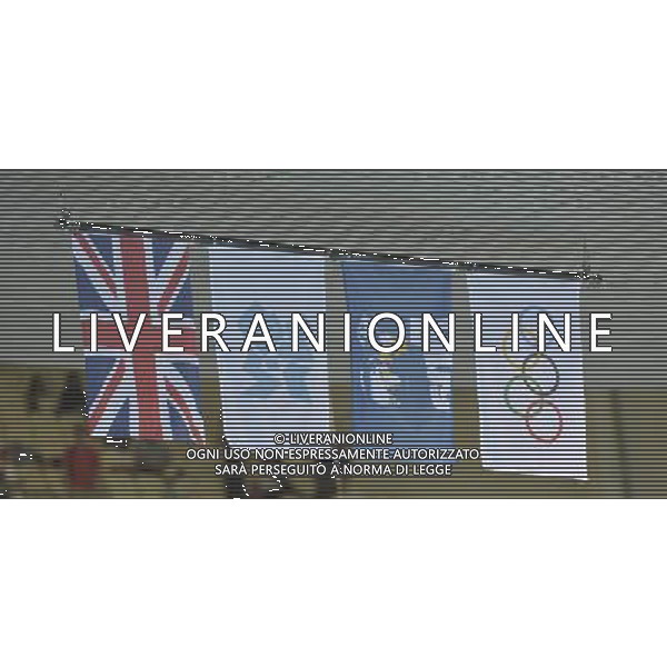 Flags. Aquatics Centre, Olympic Park. London ©PHOTOSHOT/Agenzia Aldo Liverani Sas - ITALY ONLY - GIOCHI OLIMPICI, OLIMPIADI LONDRA 2012