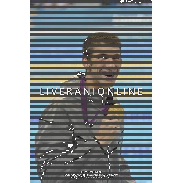 Michael Phelps USA winner of the Mens 100m butterfly. Aquatics Centre, Olympic Park. London ©PHOTOSHOT/Agenzia Aldo Liverani Sas - ITALY ONLY - GIOCHI OLIMPICI, OLIMPIADI LONDRA 2012
