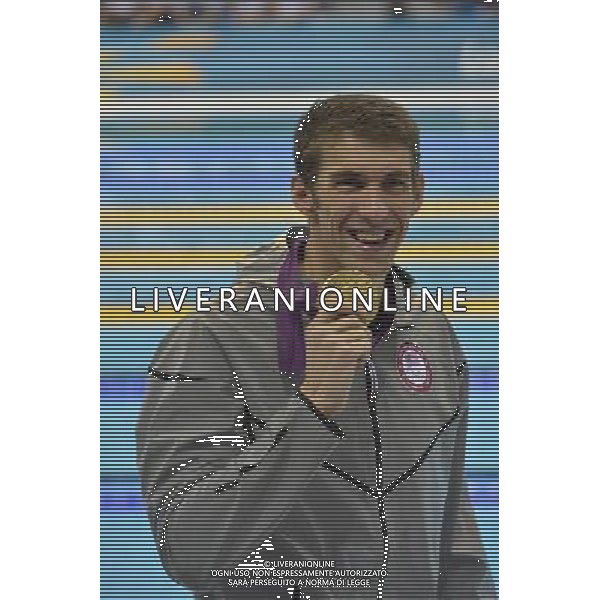 Michael Phelps USA winner of the Mens 100m butterfly. Aquatics Centre, Olympic Park. London ©PHOTOSHOT/Agenzia Aldo Liverani Sas - ITALY ONLY - GIOCHI OLIMPICI, OLIMPIADI LONDRA 2012