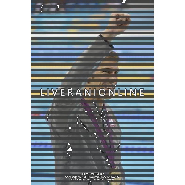 Michael Phelps USA winner of the Mens 100m butterfly. Aquatics Centre, Olympic Park. London ©PHOTOSHOT/Agenzia Aldo Liverani Sas - ITALY ONLY - GIOCHI OLIMPICI, OLIMPIADI LONDRA 2012