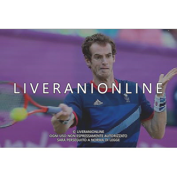 (120803) -- LONDON, Aug. 3, 2012 () -- Andy Murray of Britain competes during men\'s tennis singles semifinals contest, at London 2012 Olympic Games in London, Britain, on August 3, 2012. Andy Murray of Britain defeated Novak Djokovic of Serbia 2-0. (/Chen Jianli) (zgp) ©PHOTOSHOT/Agenzia Aldo Liverani Sas - ITALY ONLY - GIOCHI OLIMPICI, OLIMPIADI LONDRA 2012