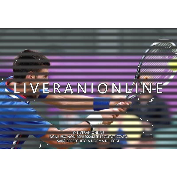 (120803) -- LONDON, Aug. 3, 2012 () -- Novak Djokovic of Serbia competes during men\'s tennis singles semifinals contest, at London 2012 Olympic Games in London, Britain, on August 3, 2012. Andy Murray of Britain defeated Novak Djokovic of Serbia 2-0. (/Chen Jianli) (zgp) ©PHOTOSHOT/Agenzia Aldo Liverani Sas - ITALY ONLY - GIOCHI OLIMPICI, OLIMPIADI LONDRA 2012