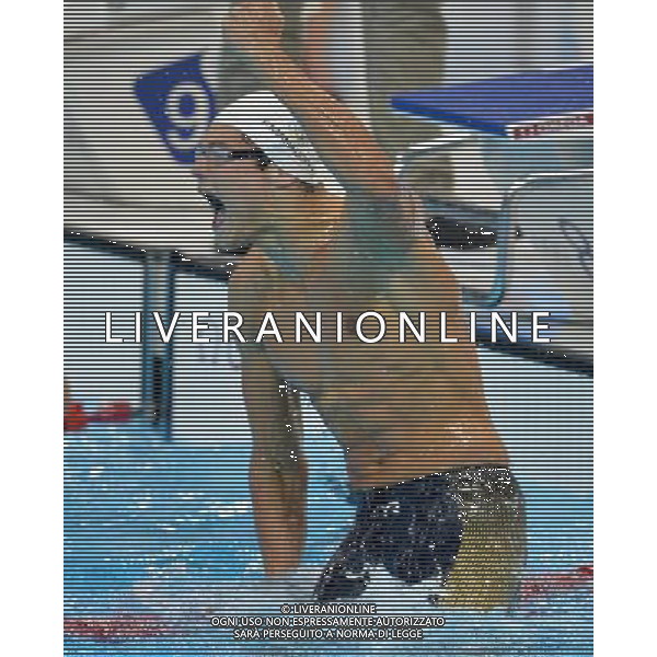 (120803) -- LONDON, Aug. 3, 2012 () -- Florent Manaudou of France celebrates after men¡¯s 50m freestyle final of swimming competition, at London 2012 Olympic Games in London, Britain, August 3, 2012. Florent Manaudou of France won gold medal with 21.34.(/Liu Dawei) (zgp) ©PHOTOSHOT/Agenzia Aldo Liverani Sas - ITALY ONLY - GIOCHI OLIMPICI, OLIMPIADI LONDRA 2012