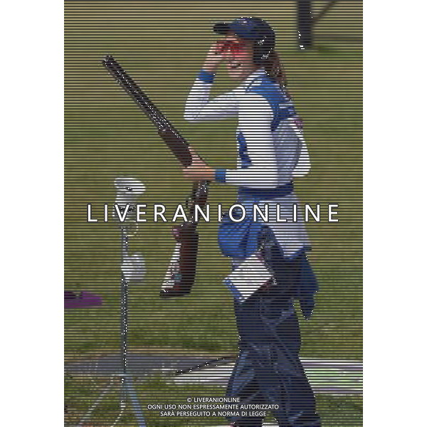 (120804) -- LONDON, Aug. 4, 2012 () -- Jessica Rossi of Italy celebrates after women\'s trap final of shooting, at London 2012 Olympic Games in London, Britain, August 4, 2012. Jessica Rossi won gold medal and set a new world record in this event. (/Yang Lei) (zgp) ©PHOTOSHOT/Agenzia Aldo Liverani Sas - ITALY ONLY - GIOCHI OLIMPICI, OLIMPIADI LONDRA 2012