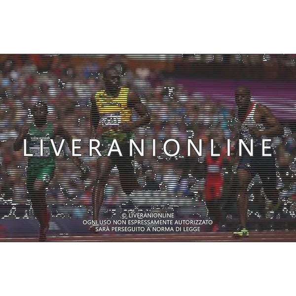 (120804) -- LONDON, Aug. 4, 2012 () -- Usain Bolt (2nd L) of Jamaica acts during the men\'s 100m round 1 heats at London 2012 Olympic Games, London, Britain, Aug. 4, 2012. Usain Bolt was qualified for the semifinal with a time of 10.09 seconds. (/Liao Yujie) ©PHOTOSHOT/Agenzia Aldo Liverani Sas - ITALY ONLY - GIOCHI OLIMPICI, OLIMPIADI LONDRA 2012