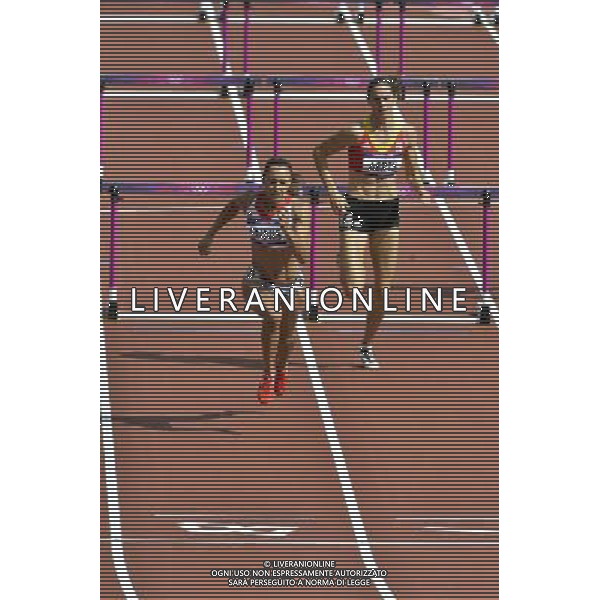 Heptathlete Jessica Ennis TeamGB in the 100m hurdles. Olympic Stadium, Olympic Park Stratford. London. ©PHOTOSHOT/Agenzia Aldo Liverani Sas - ITALY ONLY - GIOCHI OLIMPICI, OLIMPIADI LONDRA 2012