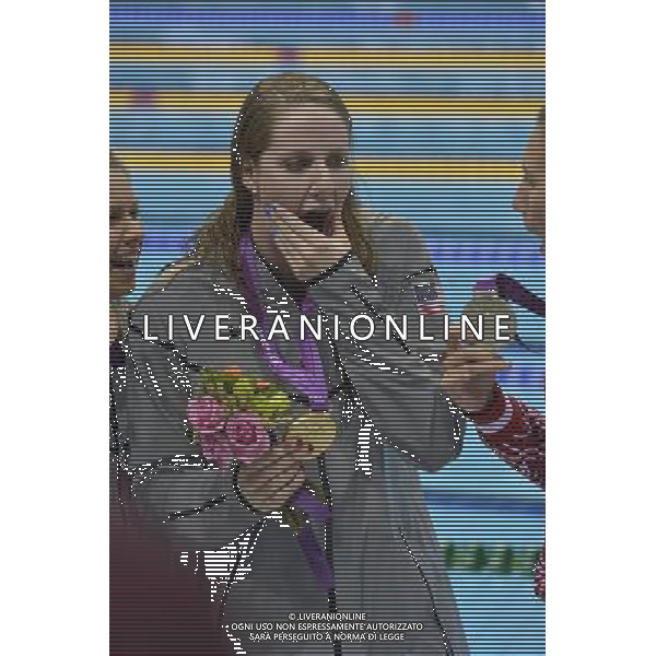 Missy Franklin USA winner of the Womens 200m backstroke. Aquatics Centre, Olympic Park. London ©PHOTOSHOT/Agenzia Aldo Liverani Sas - ITALY ONLY - GIOCHI OLIMPICI, OLIMPIADI LONDRA 2012