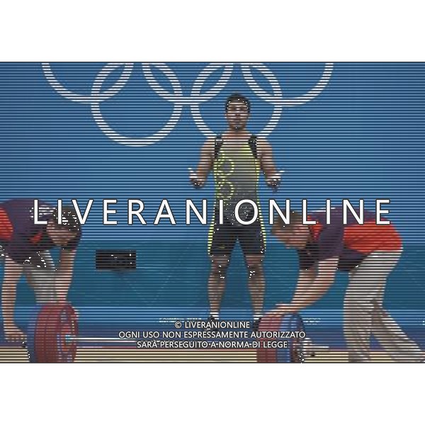(120803) -- LONDON, Aug. 3, 2012 () -- Kianoush Rostami of Iran waits for the loaders during men\'s 85kg weightlifting event at London 2012 Olympic Games, London, Britain, Aug. 3, 2012. Kianoush Rostami of Iran claimed the bronze medal of the event with a total of 380kg. (/Gong Lei) ©PHOTOSHOT/Agenzia Aldo Liverani Sas - ITALY ONLY - GIOCHI OLIMPICI, OLIMPIADI LONDRA 2012