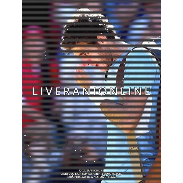 (120803) -- LONDON, Aug. 3, 2012 () -- Juan Martin Del Potro of Argentina leaves the court after men\'s tennis singles semifinals contest, at London 2012 Olympic Games in London, Britain, on August 3, 2012. Roger Federer of Switzerland defeated Juan Martin Del Potro of Argentina 2-1. (/Chen Jianli) (zgp) ©PHOTOSHOT/Agenzia Aldo Liverani Sas - ITALY ONLY - GIOCHI OLIMPICI, OLIMPIADI LONDRA 2012