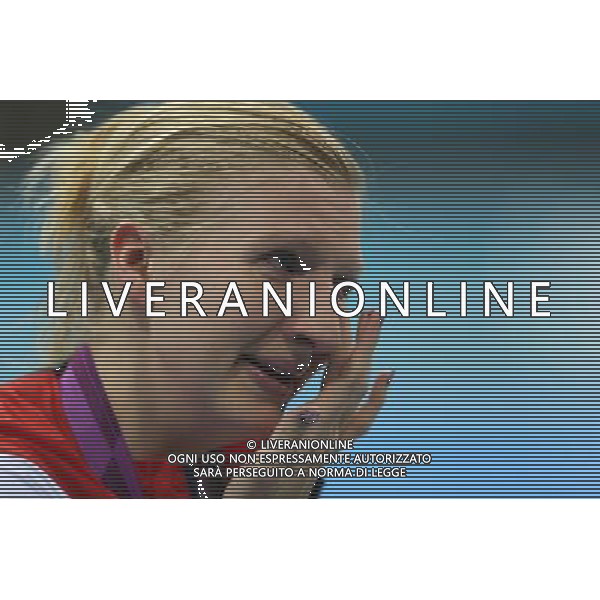 (120803) -- LONDON, Aug. 3, 2012 () -- Bronze medalist Rebecca Adlington of Britain weeps after awarding ceremony of women¡¯s 800m freestyle of swimming, at London 2012 Olympic Games in London, Britain, August 3, 2012. (/Fei Maohua) (zgp) ©PHOTOSHOT/Agenzia Aldo Liverani Sas - ITALY ONLY - GIOCHI OLIMPICI, OLIMPIADI LONDRA 2012