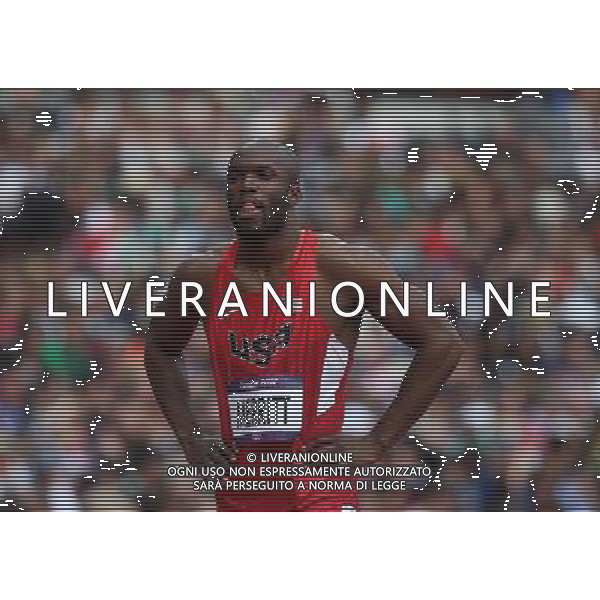 (120804) -- LONDON, Aug. 4, 2012 () -- Defending Olympic champion LaShawn Merritt of the United States acts during the heat of men\'s 400m event at London 2012 Olympic Games, London, Britain, Aug. 4, 2012. LaShawn Merritt pulled up in the backstretch of his 400-meter preliminary heat. (/Liao Yujie) ©PHOTOSHOT/Agenzia Aldo Liverani Sas - ITALY ONLY - GIOCHI OLIMPICI, OLIMPIADI LONDRA 2012