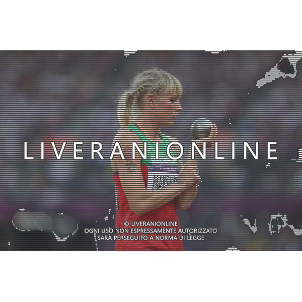 (120803) -- LONDON, Aug. 3, 2012 () -- Yana Maksimawa of Belarus competes during the shot put Group A match of women\'s Heptathlon of Athletics event at London 2012 Olympic Games, London, Britain, Aug. 3, 2012. Yana Maksimawa ranked the 12th of the group. (/Liao Yujie) ©PHOTOSHOT/Agenzia Aldo Liverani Sas - ITALY ONLY - GIOCHI OLIMPICI, OLIMPIADI LONDRA 2012
