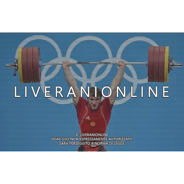 (120803) -- LONDON, Aug. 3, 2012 () -- Apti Aukhadov of Russia competes during men\'s 85kg weightlifting event at London 2012 Olympic Games, London, Britain, Aug. 3, 2012. Apti Aukhadov of Russia claimed the silver medal of the event. (/Gong Lei) ©PHOTOSHOT/Agenzia Aldo Liverani Sas - ITALY ONLY - GIOCHI OLIMPICI, OLIMPIADI LONDRA 2012
