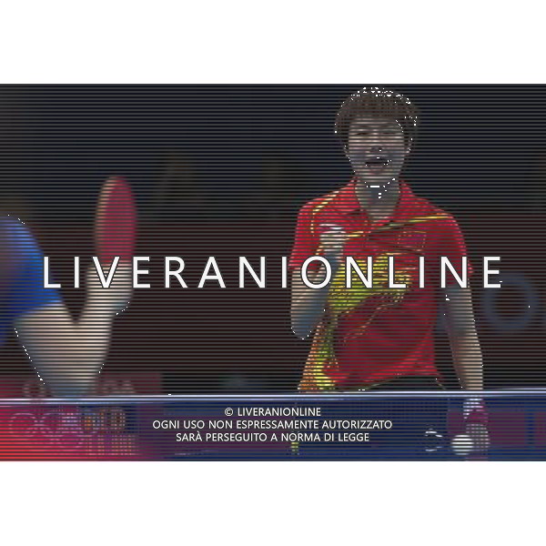 (120804) -- LONDON, Aug. 4, 2012 () -- Ding Ning of China celebrates during table tennis women\'s team quarterfinal match between China and the Netherlands at London 2012 Olympic Games, London, Britain, Aug. 4, 2012. China won the match 3-1 and advanced to semifinals. (/Jin Liwang) ©PHOTOSHOT/Agenzia Aldo Liverani Sas - ITALY ONLY - GIOCHI OLIMPICI, OLIMPIADI LONDRA 2012