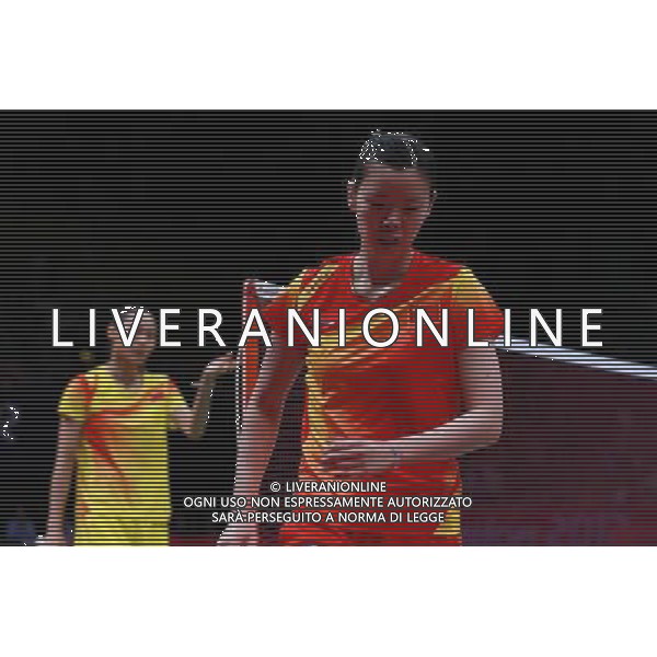 (120804) -- LONDON, Aug. 4, 2012 () -- China\'s Li Xuerui (R) competes with teammate Wang Yihan during women\'s singles gold medal match of badminton, at London 2012 Olympic Games in London, Britain, August 4, 2012. China\'s Li Xuerui won the gold medal. (/Ren Zhenglai) (zgp) ©PHOTOSHOT/Agenzia Aldo Liverani Sas - ITALY ONLY - GIOCHI OLIMPICI, OLIMPIADI LONDRA 2012