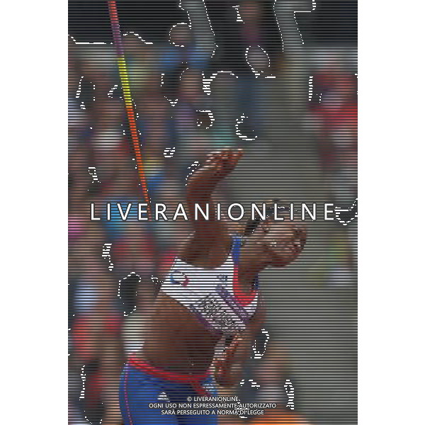 (120804) -- LONDON, Aug. 4, 2012 () -- Antoinette Nana Djimou Ida of France competes during women\'s heptathlon javelin throw group B contest, at London 2012 Olympic Games in London, Britain, on August 4, 2012. (/Wang Lili) (nxl) ©PHOTOSHOT/Agenzia Aldo Liverani Sas - ITALY ONLY - GIOCHI OLIMPICI, OLIMPIADI LONDRA 2012