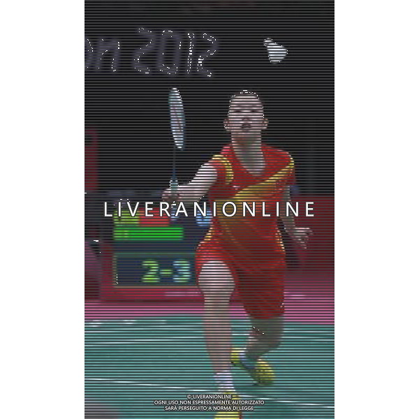 (120804) -- LONDON, Aug. 4, 2012 () -- China\'s Li Xuerui competes with China\'s Wang Yihan during women\'s singles gold medal match of badminton, at London 2012 Olympic Games in London, Britain, August 4, 2012. China\'s Li Xuerui won the gold medal. (/Ren Zhenglai) (zgp) ©PHOTOSHOT/Agenzia Aldo Liverani Sas - ITALY ONLY - GIOCHI OLIMPICI, OLIMPIADI LONDRA 2012