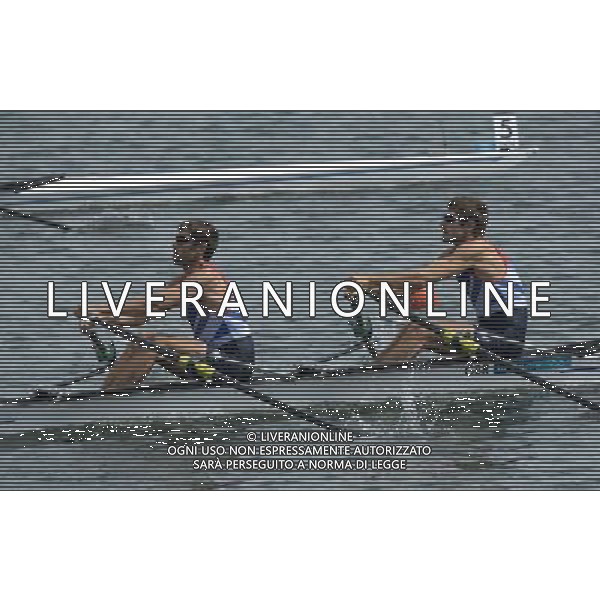 (120804) -- LONDON, Aug. 4, 2012 () -- Zac Purchase and Mark Hunter of Britain compete during lightweight men\'s double sculls final contest of rowing event, at London 2012 Olympic Games in London, Britain, on August 4, 2012. Zac Purchase and Mark Hunter of Britain won silver medal. (/Qi Heng) (nxl) ©PHOTOSHOT/Agenzia Aldo Liverani Sas - ITALY ONLY - GIOCHI OLIMPICI, OLIMPIADI LONDRA 2012