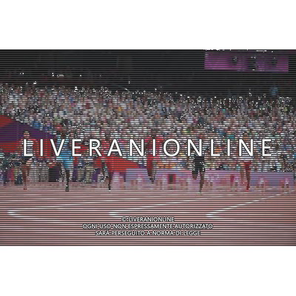 (120804) -- LONDON, Aug. 4, 2012 () -- (L to R) Masashi Eriguchi of Japan, Derrick Atkins of Bahamas, Rondel Sorrillo of Trinidad and Tobago, Justin Gatlin of the United States£ÂBarakat Mubarak al-Harthi of Oman, and Fernando Lumain of India compete during the men\'s 100m round 1 heats at London 2012 Olympic Games, London, Britain, Aug. 4, 2012. (/Liao Yujie) ©PHOTOSHOT/Agenzia Aldo Liverani Sas - ITALY ONLY - GIOCHI OLIMPICI, OLIMPIADI LONDRA 2012