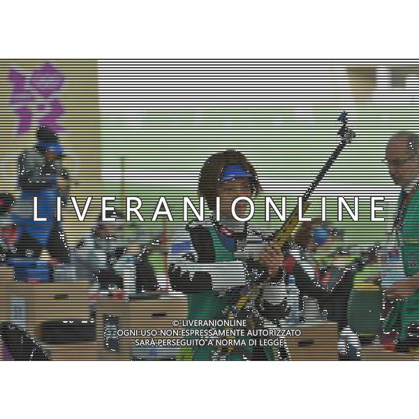 (120804) -- LONDON, Aug. 4, 2012 () -- China\'s Du Li competes during women\'s 50m rifle 3 positions qualification of shooting, at London 2012 Olympic Games in London, Britain, August 4, 2012. Du Li was disqualified for the final with 581. (/Liu Dawei) (zgp) ©PHOTOSHOT/Agenzia Aldo Liverani Sas - ITALY ONLY - GIOCHI OLIMPICI, OLIMPIADI LONDRA 2012