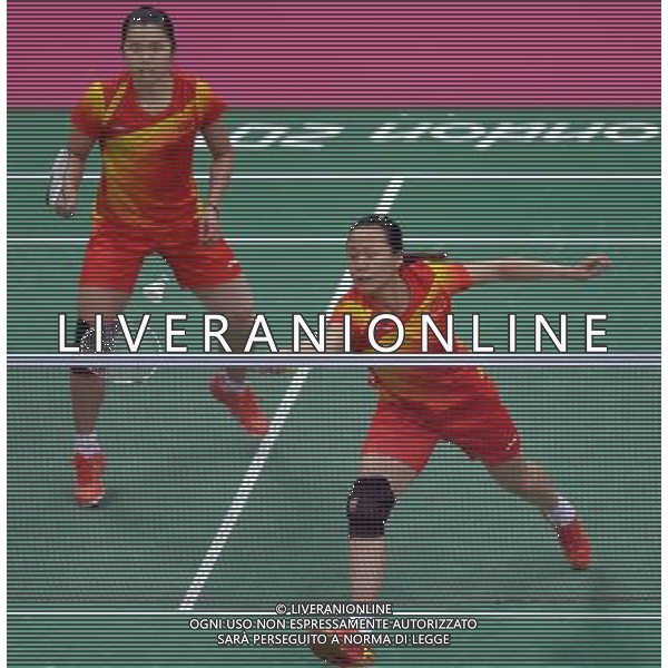 (120804) -- LONDON, Aug. 4, 2012 () -- China\'s Zhao Yunlei (R)/Tian Qing compete during women\'s badminton doubles against Mizuki Fuji/Reika Kakiiwa of Japan, at London 2012 Olympic Games in London, Britain, August 4, 2012. China\'s Zhao Yunlei/Tian Qing won the match 2-0 and claimed the title in this event. (/Chen Xiaowei) (zgp) ©PHOTOSHOT/Agenzia Aldo Liverani Sas - ITALY ONLY - GIOCHI OLIMPICI, OLIMPIADI LONDRA 2012