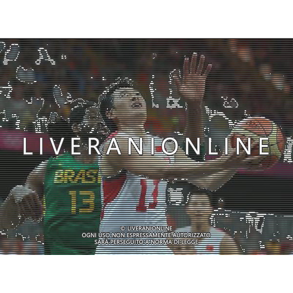 (120804) -- LONDON, Aug. 4, 2012 () -- Players compete during men\'s basketball preliminary round group B match between China and Brazil, at London 2012 Olympic Games in London, Britain, on August 4, 2012. Brazil won 98-59. (/Meng Yongmin) (nxl) ©PHOTOSHOT/Agenzia Aldo Liverani Sas - ITALY ONLY - GIOCHI OLIMPICI, OLIMPIADI LONDRA 2012