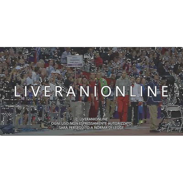 Game Maker leading out athletes. Olympic Stadium, Stratford. London /PHOTOSHOT/AG ALDO LIVERANI SAS - ITALY ONLY -
