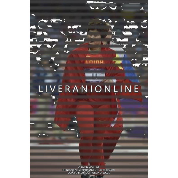 Yanfeng Li from People\'s Republic of China Bronze medalist in the Women\'s Dicus. Olympic Stadium, Stratford. London /PHOTOSHOT/AG ALDO LIVERANI SAS - ITALY ONLY -
