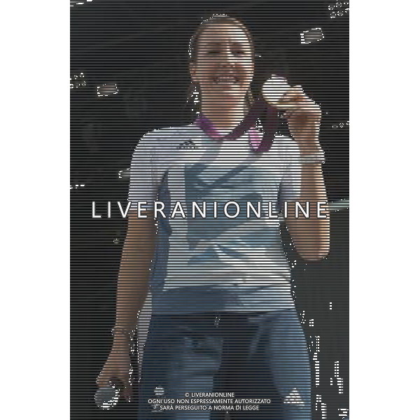 Team Pursuit Cycling Gold medalist Dani King poses with her Olympic Gold Medal at The BT London Live Opening Ceremony Concert, Hyde Park, London, England, UK on 5th August 2012. *WORLD RIGHTS* /PHOTOSHOT/AG ALDO LIVERANI SAS - ITALY ONLY -