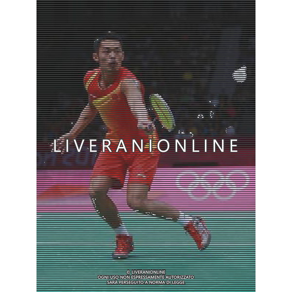 (120805) -- LONDON, Aug. 5, 2012 () -- China\'s Lin Dan comeptes during men\'s badminton singles gold medal match against Lee Chong Wei of Malaysia, at London 2012 Olympic Games in London, Britain, August 5, 2012. China\'s Lin Dan won gold medal in this event. (/Ren Zhenglai) (zgp) /PHOTOSHOT/AG ALDO LIVERANI SAS - ITALY ONLY -