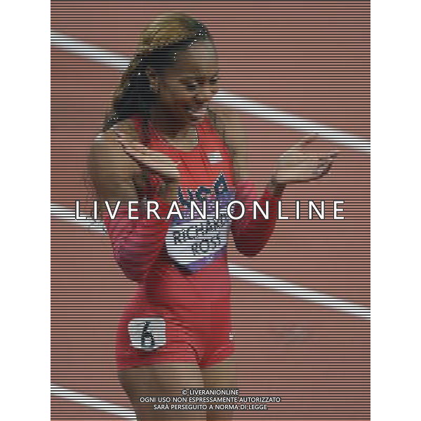 (120805) -- LONDON, Aug. 5, 2012 () -- Sanya Richards-Ross of USA reacts after winning in women\'s 400m final match, at London 2012 Olympic Games in London, Britain, on August 5, 2012. Sanya Richards-Ross of USA won gold medal. (/Guo Yong) (nxl) /PHOTOSHOT/AG ALDO LIVERANI SAS - ITALY ONLY -