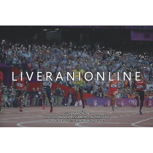 (120805) -- LONDON, Aug. 5, 2012 () -- Usain Bolt of Jamaica (C) is pictured after he competed in men\'s 100m semifinal 2 contest, at London 2012 Olympic Games in London, Britain, on August 5, 2012. (/Liao Yujie) (nxl) /PHOTOSHOT/AG ALDO LIVERANI SAS - ITALY ONLY -