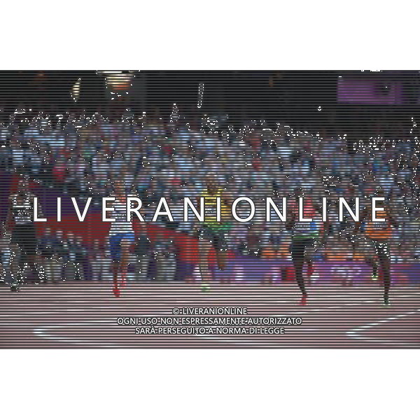 (120805) -- LONDON, Aug. 5, 2012 () -- Asafa Powell of Jamaica (C) competes during men\'s 100m semifinal 1 contest, at London 2012 Olympic Games in London, Britain, on August 5, 2012. (/Liao Yujie) (nxl) /PHOTOSHOT/AG ALDO LIVERANI SAS - ITALY ONLY -