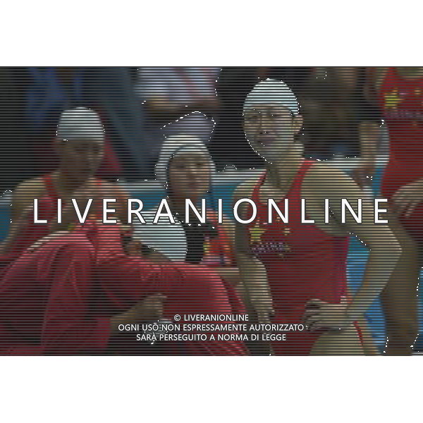 (120805) -- LONDON, Aug. 5, 2012 () -- Players of China react during the women\'s quarterfinal match of Water Polo between China and Australia at London 2012 Olympic Games, London, Britain, Aug. 5, 2012. Australia won the match 20-18. (/Zeng Yi) /PHOTOSHOT/AG ALDO LIVERANI SAS - ITALY ONLY -