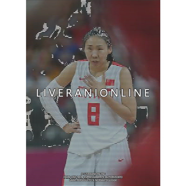 (120805) -- LONDON, Aug. 5, 2012 () -- Miao Lijie of China acts during the basketball women\'s preliminary round Group A match against the United States at London 2012 Olympic Games, London, Britain, Aug. 5, 2012. The United States won the match 114-66. (/Meng Yongmin) /PHOTOSHOT/AG ALDO LIVERANI SAS - ITALY ONLY -