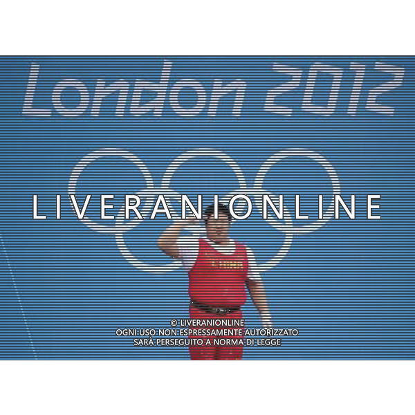 (120805) -- LONDON, Aug. 5, 2012 () -- Zhou Lulu of China competes during women\'s +75kg weightlifting competition, at London 2012 Olympic Games in London, Britain, on August 5, 2012. Zhou Lulu claimed title in this event. (/Liu Dawei) (zgp) /PHOTOSHOT/AG ALDO LIVERANI SAS - ITALY ONLY -