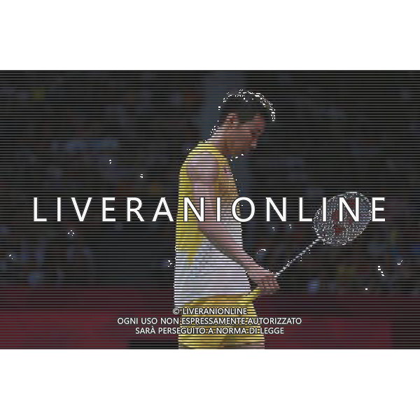 (120805) -- LONDON, Aug. 5, 2012 () -- Lee Chong Wei of Malaysia comeptes during men\'s badminton singles gold medal match against Lin Dan of China, at London 2012 Olympic Games in London, Britain, August 5, 2012. Lee Chong Wei lost the match 1-2 and won silver medal. (/Ren Zhenglai) (zgp) /PHOTOSHOT/AG ALDO LIVERANI SAS - ITALY ONLY -