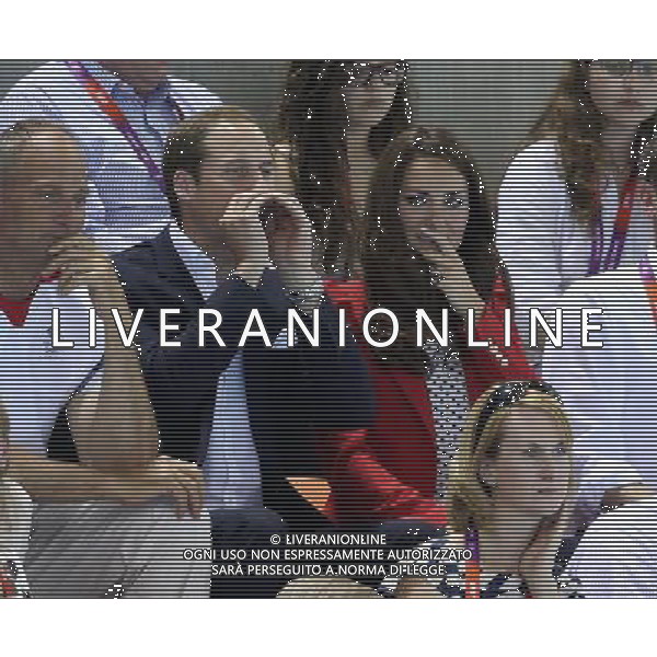 Prince William and wife princess Kate Middleton attend Swimming finals at London 2012 olympic Games on july 3rd 2012. Photo: Jose An / ALFAQUI /AGENZIA ALDO LIVERANI SAS - ITALY ONLY - REALI INGLESI: Il Principe William e la moglie Kate duca e duchessa di Cambridge alle finali di nuoto alle Olimpiadi di londra Aquatics Centre, Olympic Park 03/08/2012