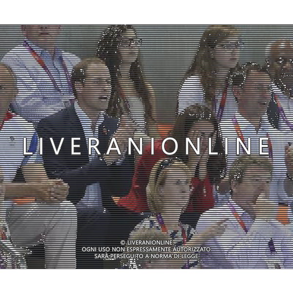 Prince William and wife princess Kate Middleton attend Swimming finals at London 2012 olympic Games on july 3rd 2012. Photo: Jose An / ALFAQUI /AGENZIA ALDO LIVERANI SAS - ITALY ONLY - REALI INGLESI: Il Principe William e la moglie Kate duca e duchessa di Cambridge alle finali di nuoto alle Olimpiadi di londra Aquatics Centre, Olympic Park 03/08/2012