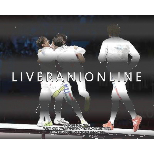 Londra, 05/08/2012. Olimpiadi London 2012. Scherma. Andrea CassarÌÊ, Valerio Aspromonte, Andrea Baldini e Giorgio Avola vincono la medaglia d\' Oro nel Fioretto a Squadre battendo il Giappone per 45-39. Foto di Ferdinando Mezzelani / GMT /AGENZIA ALDO LIVERANI SAS