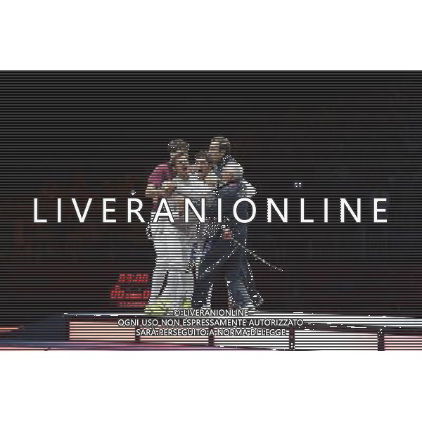 Londra, 05/08/2012. Olimpiadi London 2012. Scherma. Andrea Cassarˆ, Valerio Aspromonte, Andrea Baldini e Giorgio Avola vincono la medaglia d\' Oro nel Fioretto a Squadre battendo il Giappone per 45-39. Foto di Ferdinando Mezzelani / GMT
